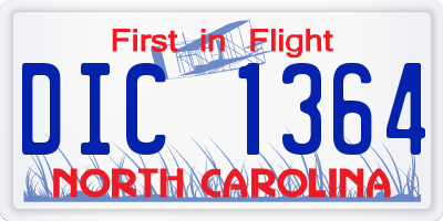NC license plate DIC1364