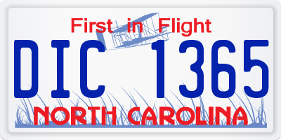 NC license plate DIC1365