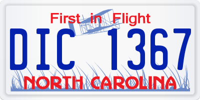 NC license plate DIC1367