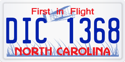 NC license plate DIC1368