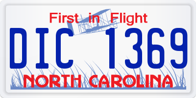 NC license plate DIC1369