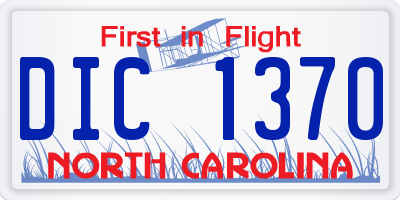 NC license plate DIC1370