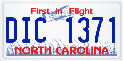 NC license plate DIC1371