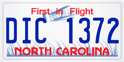 NC license plate DIC1372