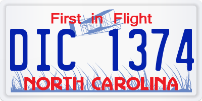 NC license plate DIC1374