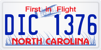 NC license plate DIC1376
