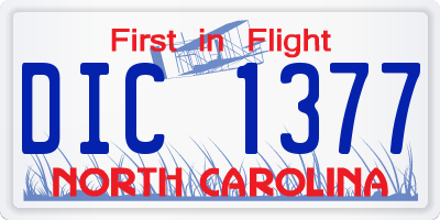NC license plate DIC1377