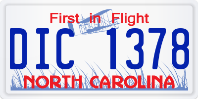 NC license plate DIC1378