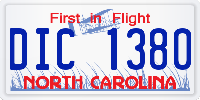 NC license plate DIC1380