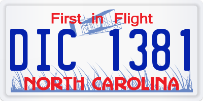 NC license plate DIC1381