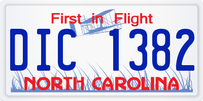 NC license plate DIC1382