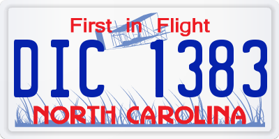 NC license plate DIC1383