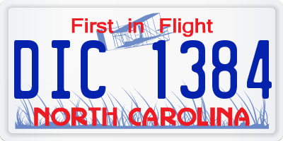 NC license plate DIC1384