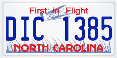 NC license plate DIC1385