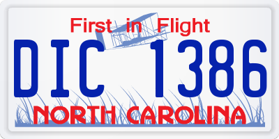 NC license plate DIC1386