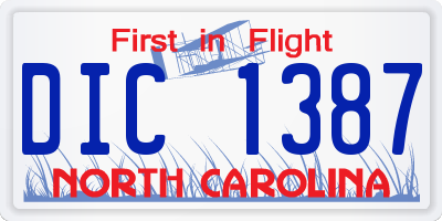 NC license plate DIC1387
