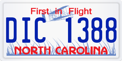 NC license plate DIC1388