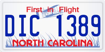 NC license plate DIC1389