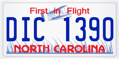 NC license plate DIC1390