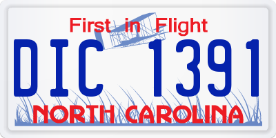 NC license plate DIC1391