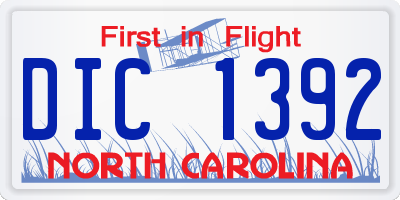 NC license plate DIC1392