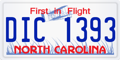 NC license plate DIC1393