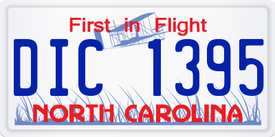 NC license plate DIC1395