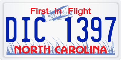 NC license plate DIC1397