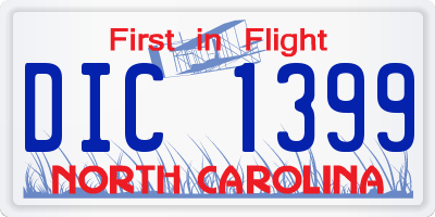 NC license plate DIC1399