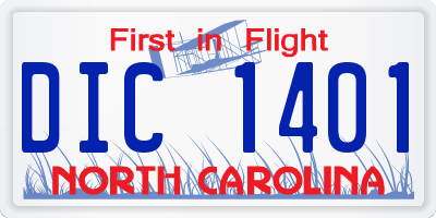 NC license plate DIC1401