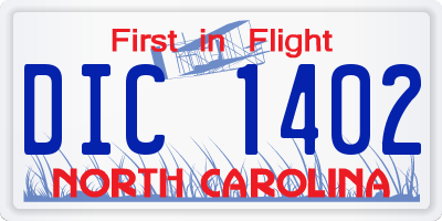 NC license plate DIC1402