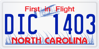 NC license plate DIC1403