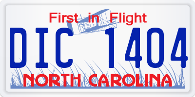 NC license plate DIC1404
