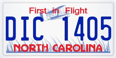 NC license plate DIC1405