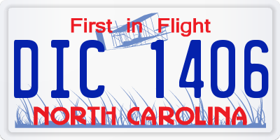 NC license plate DIC1406