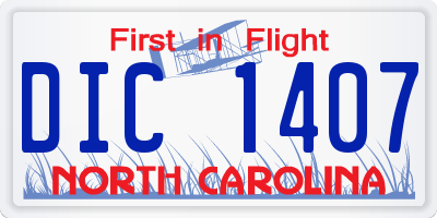 NC license plate DIC1407