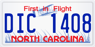 NC license plate DIC1408
