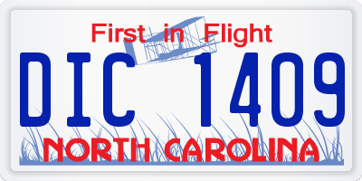 NC license plate DIC1409