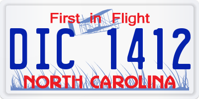 NC license plate DIC1412