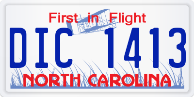 NC license plate DIC1413