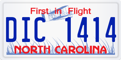 NC license plate DIC1414