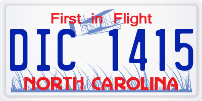 NC license plate DIC1415