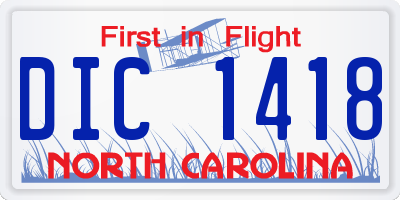 NC license plate DIC1418