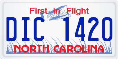 NC license plate DIC1420
