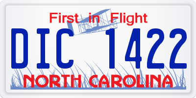 NC license plate DIC1422