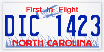 NC license plate DIC1423