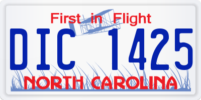 NC license plate DIC1425
