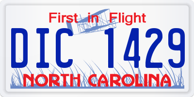NC license plate DIC1429