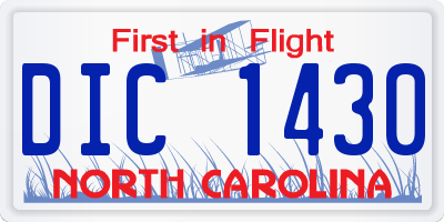 NC license plate DIC1430