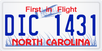 NC license plate DIC1431
